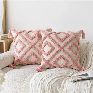 Pink tufted sofa pillow